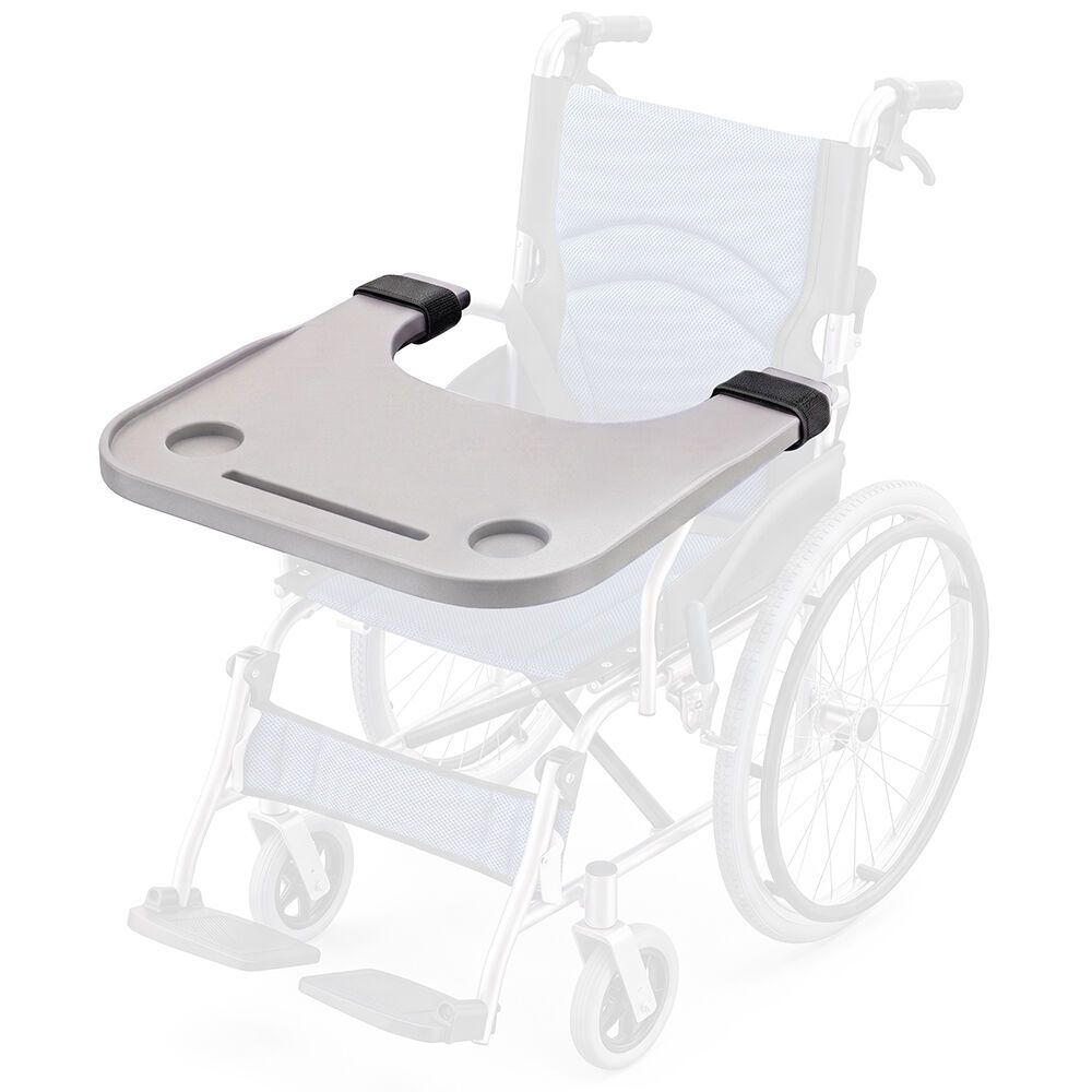 EQUIPMED Wheelchair Lap Tray with Cup Holder &amp; Device Slot, Grey