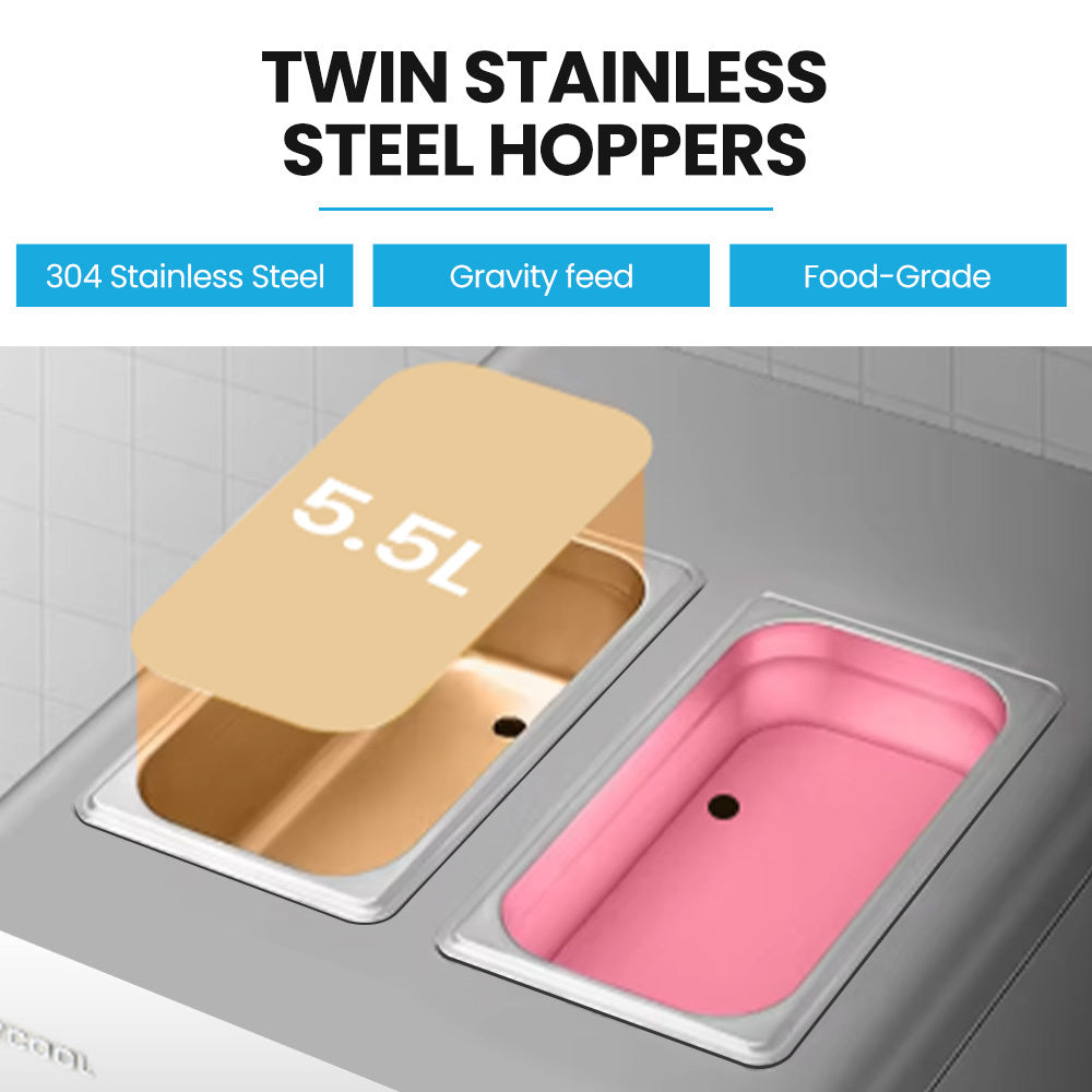 POLYCOOL Benchtop Soft Serve Ice Cream Machine, 3 Flavours, 2+Twist, Frozen Yoghurt, Acai Maker, Twin Cylinder, Counter Top Design, 15A Plug