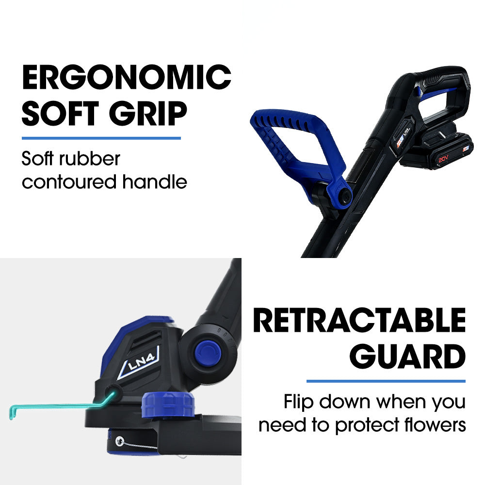 POWERBLADE LN4 20V Cordless Electric Line Trimmer & Garden Edger Kit, with Battery and Fast Charger