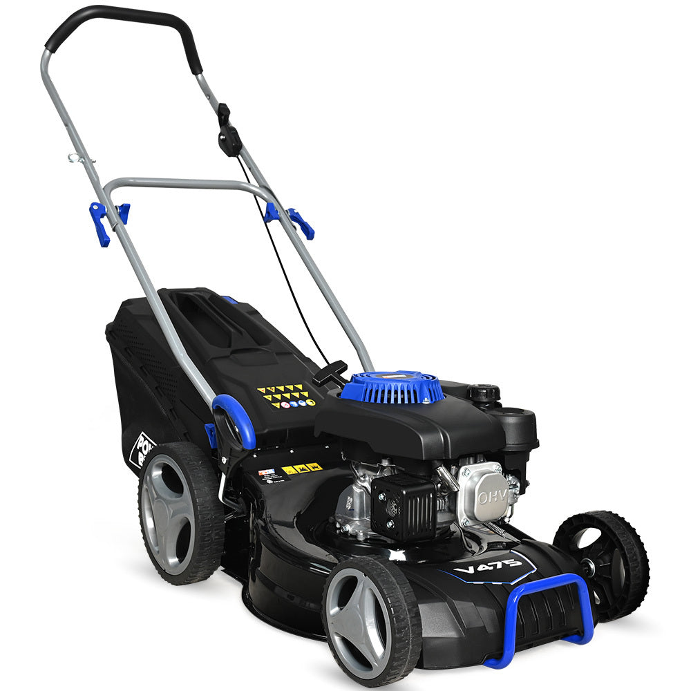 POWERBLADE 18&quot; 150cc Lawn Mower, 8 Height, Steel Deck, 4-Stroke Petrol Lawnmower - V475