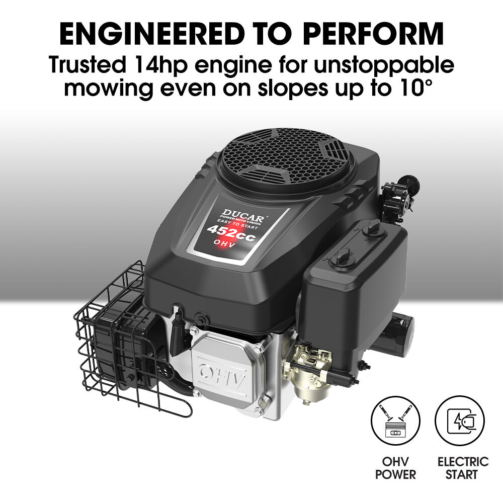 BAUMR-AG 38" Ride On Mower Tractor, Electric Start, 14hp 452cc, Hydrostatic, 100kg Towing, 7 Cut Heights