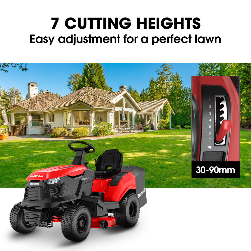 BAUMR-AG 38" Ride On Mower Tractor, Electric Start, 14hp 452cc, Hydrostatic, 100kg Towing, 7 Cut Heights