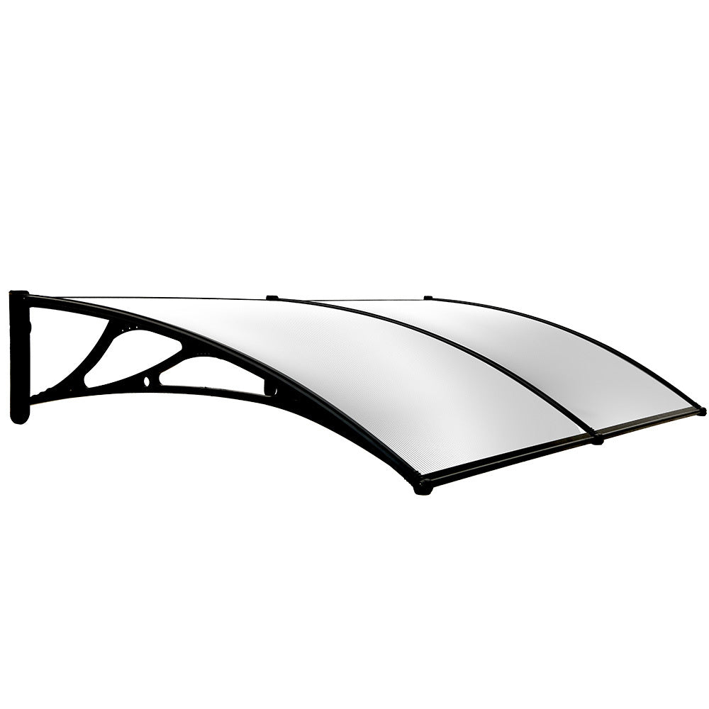 SHADE SHIELD 2x1m Aluminium Exterior Awning, Black DIY External UV Rain Protection Clear Polycarbonate Canopy Cover