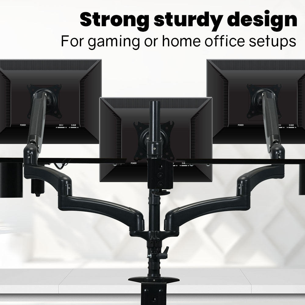 FORTIA Triple Computer Monitor Mount Stand for Desk with 3 Adjustable Arm Holder for 15 to 32 inch Displays