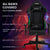 Overdrive Gaming Chair, with Bluetooth Speakers, RGB LED Lights, Reclining Game Armchair, Black