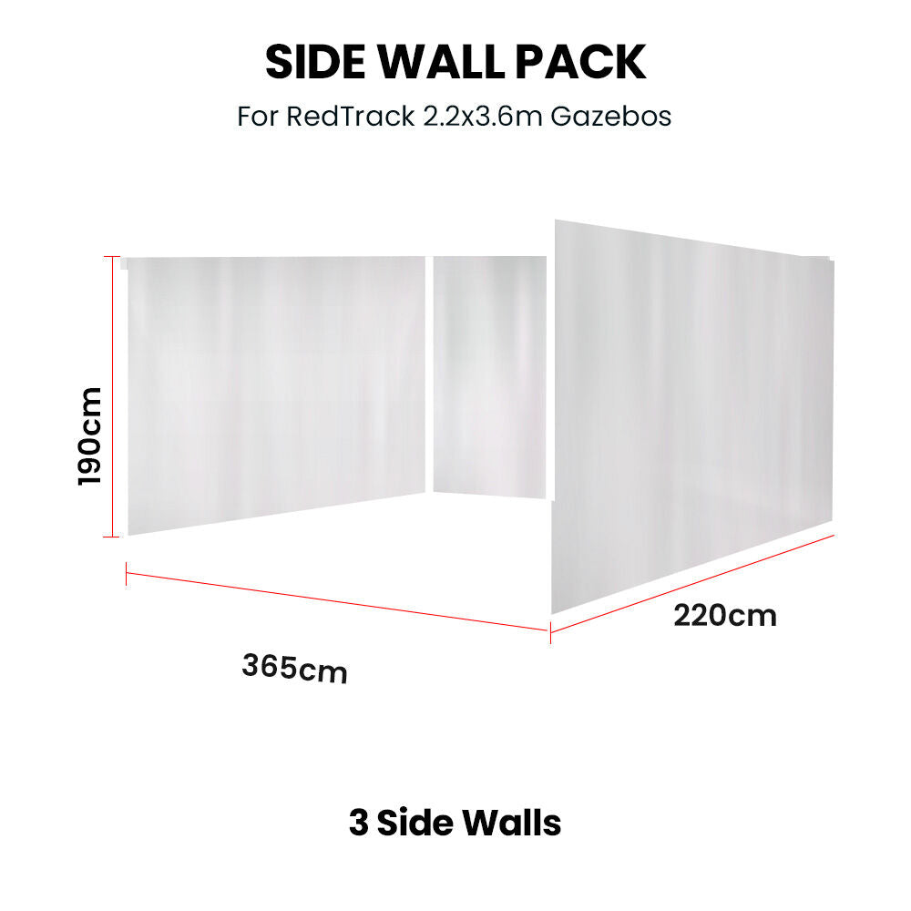 RED TRACK 3x Side Walls for 2.2x3.6m Gazebo, White