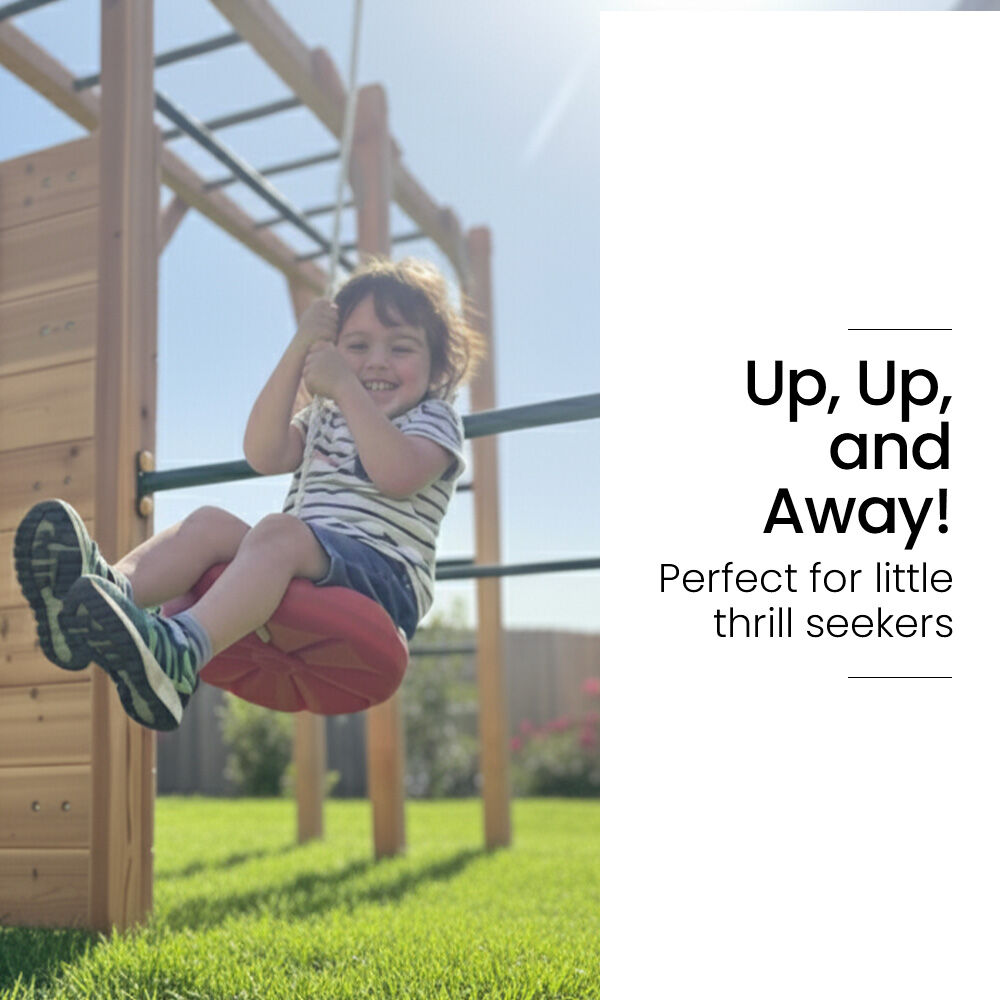 ROVO KIDS Ultimate Outdoor Monkey Bars Playset Frame, with Climbing Wall, Disc Swing, Rope Ladder