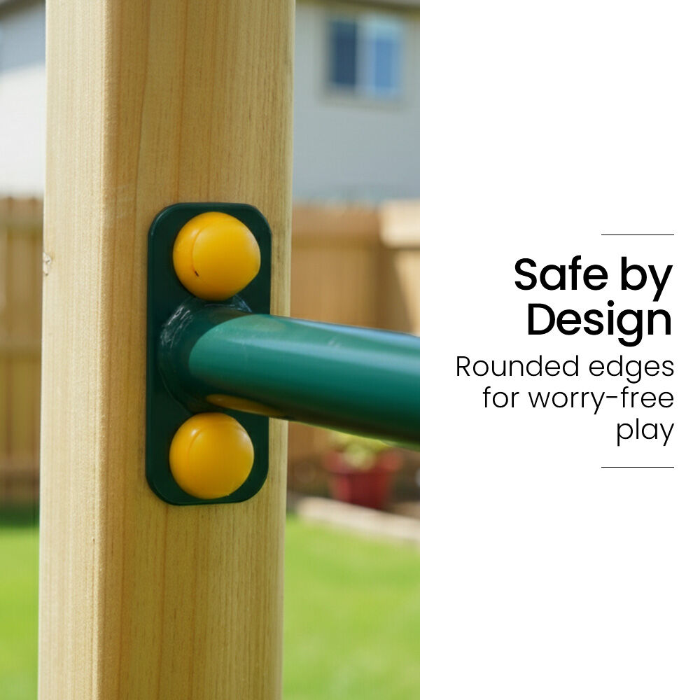 ROVO KIDS Ultimate Outdoor Monkey Bars Playset Frame, with Climbing Wall, Disc Swing, Rope Ladder
