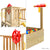 Rovo Kids Boat-Shaped Wooden Sand Pit Tower with Slide and Climbing Wall