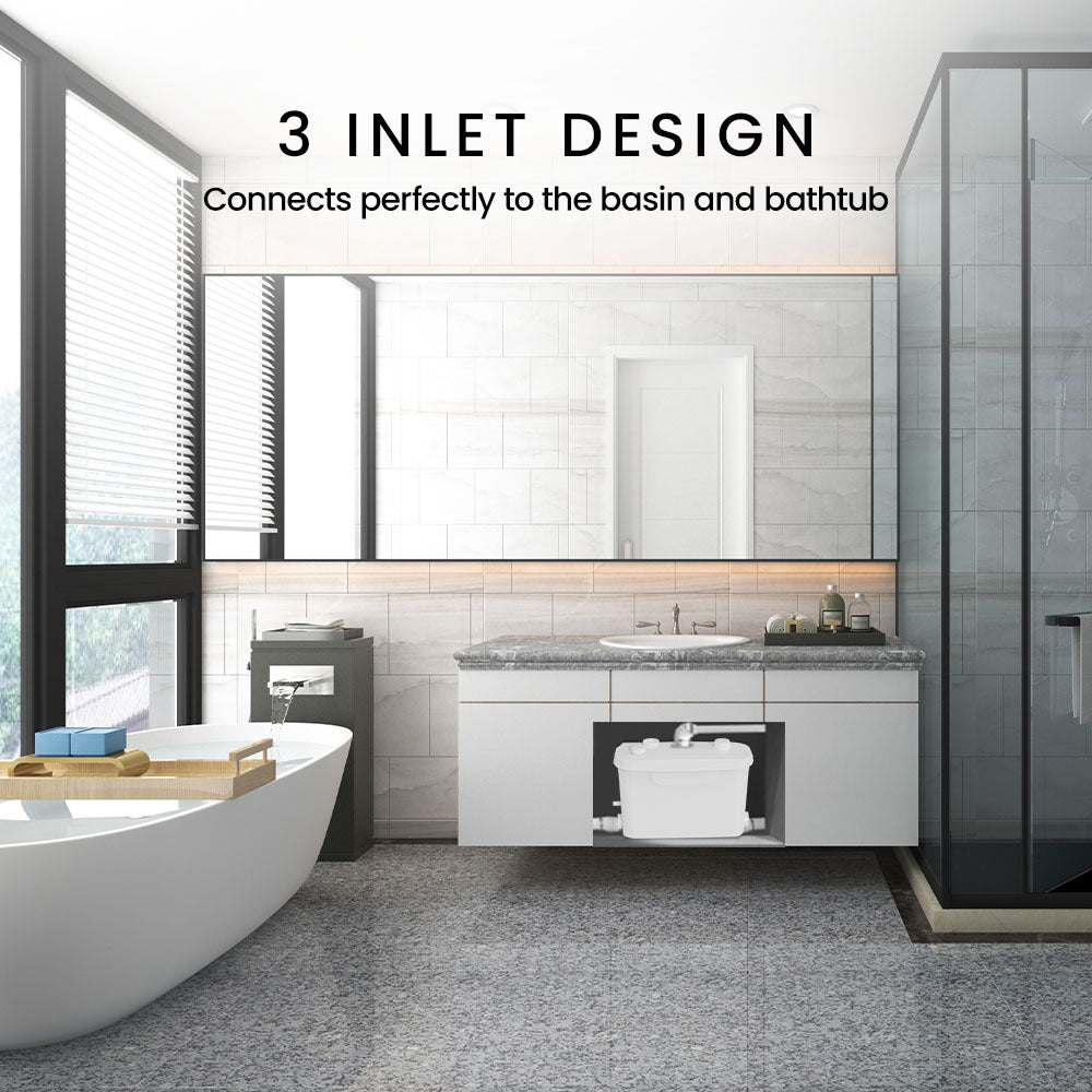 PROTEGE Grey Water Pump, with 3 Inlet, for House, Bathroom, Shower, Sink, Washing Machine