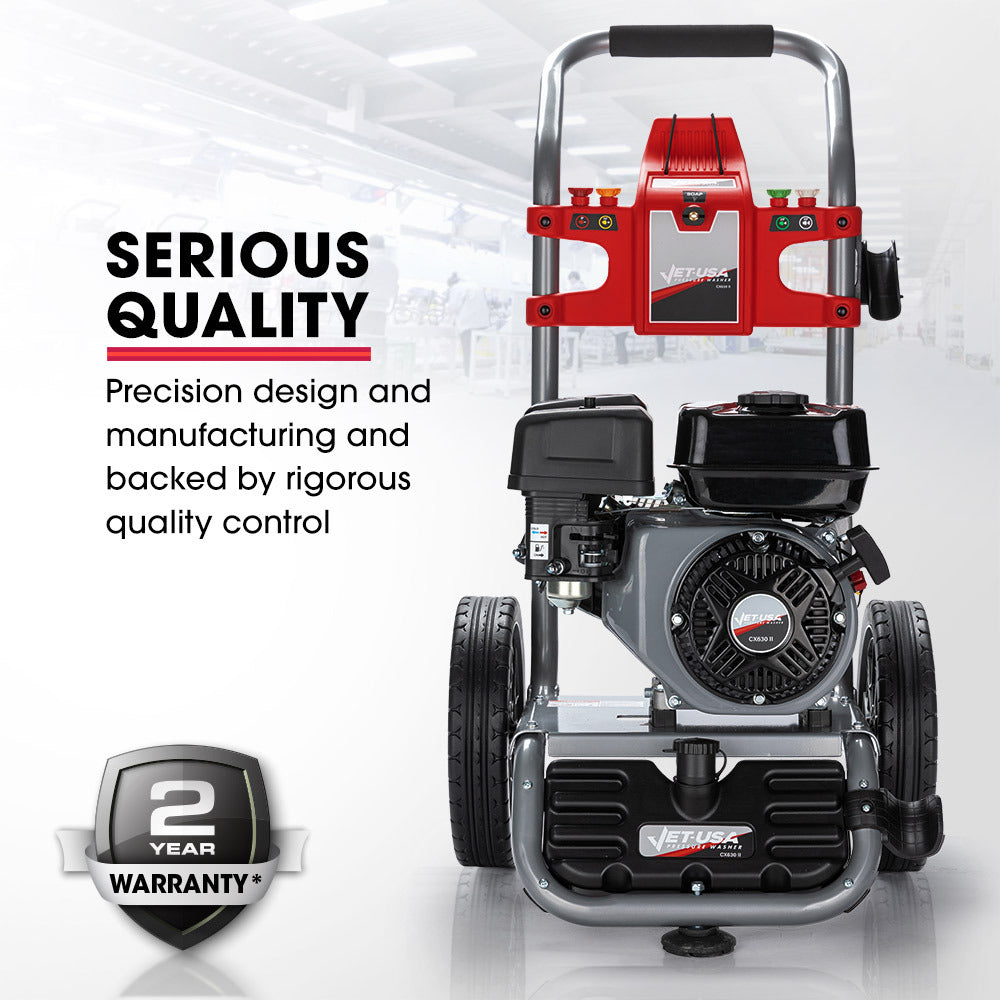 JET-USA 4800PSI Petrol Powered High Pressure Washer, w/ 30m Hose and Drain Cleaner - CX630