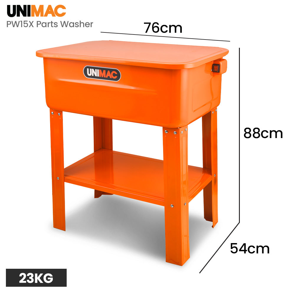 Unimac 86L Heavy Duty Multi Purpose Auto Parts Washer, with Removable Work Shelf, Parts Basket