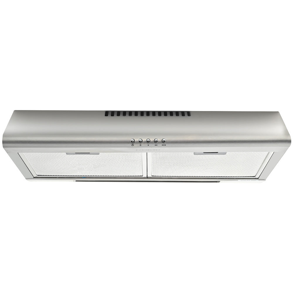 EUROCHEF 60cm Fixed Stainless Steel Rangehood, Quiet 3-Speed, 4-Layer Dishwashable Filters, Halogen Lights EFR60S