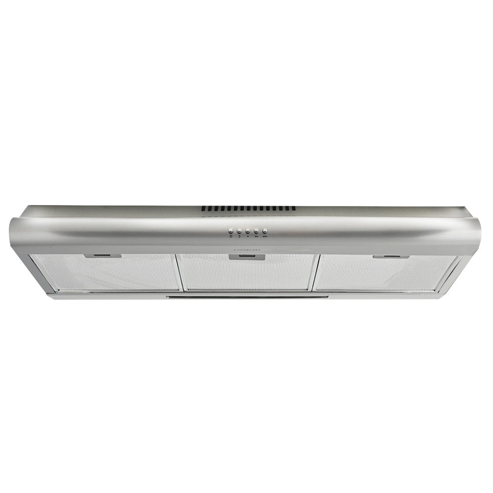 EUROCHEF 90cm Fixed Stainless Steel Rangehood, Quiet 3-Speed, 4-Layer Dishwashable Filters, Halogen Lights EFR90S