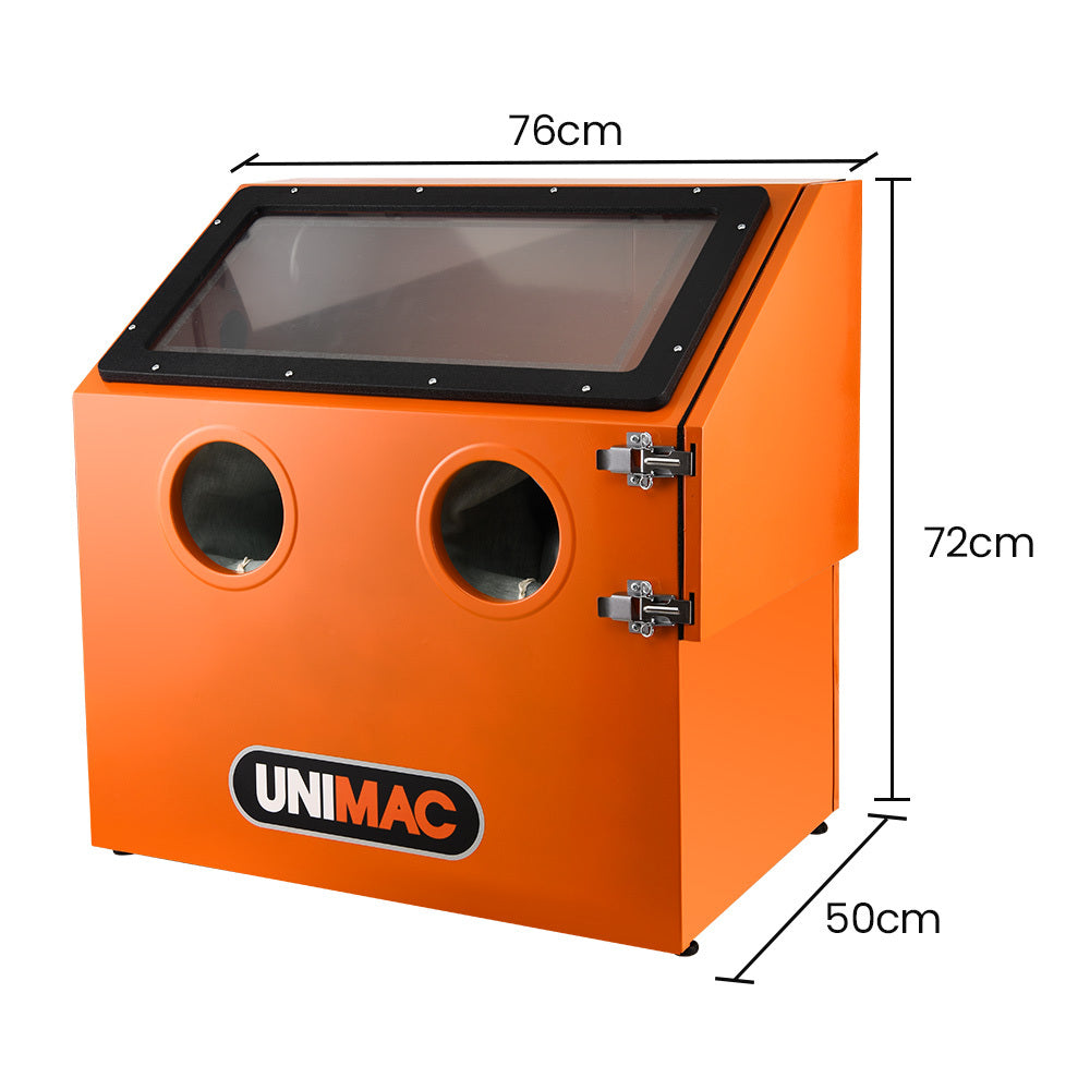 UNIMAC 110L Benchtop Sandblasting Cabinet, with Sandblast Gun Set with Hose, LED Light