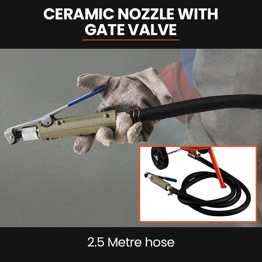 UNIMAC 38L Sandblasting Tank, Pressurised Design with Sandblast Gun Set with Hose