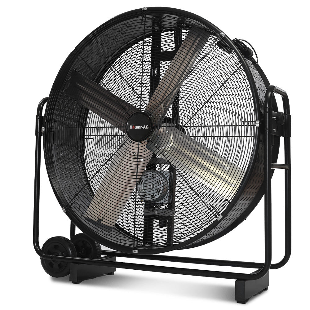 BAUMR-AG 42" 1067mm 660W Industrial Mobile Floor Drum Fan, Belt Drive, Tilting, Large, Commercial,  Heavy-duty Frame, EESS Certified