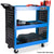 Bullet 3-Tier Steel Tool Trolley Cart, for Workshop, Mechanic, with Pegboard, Screwdriver Bay, Blue