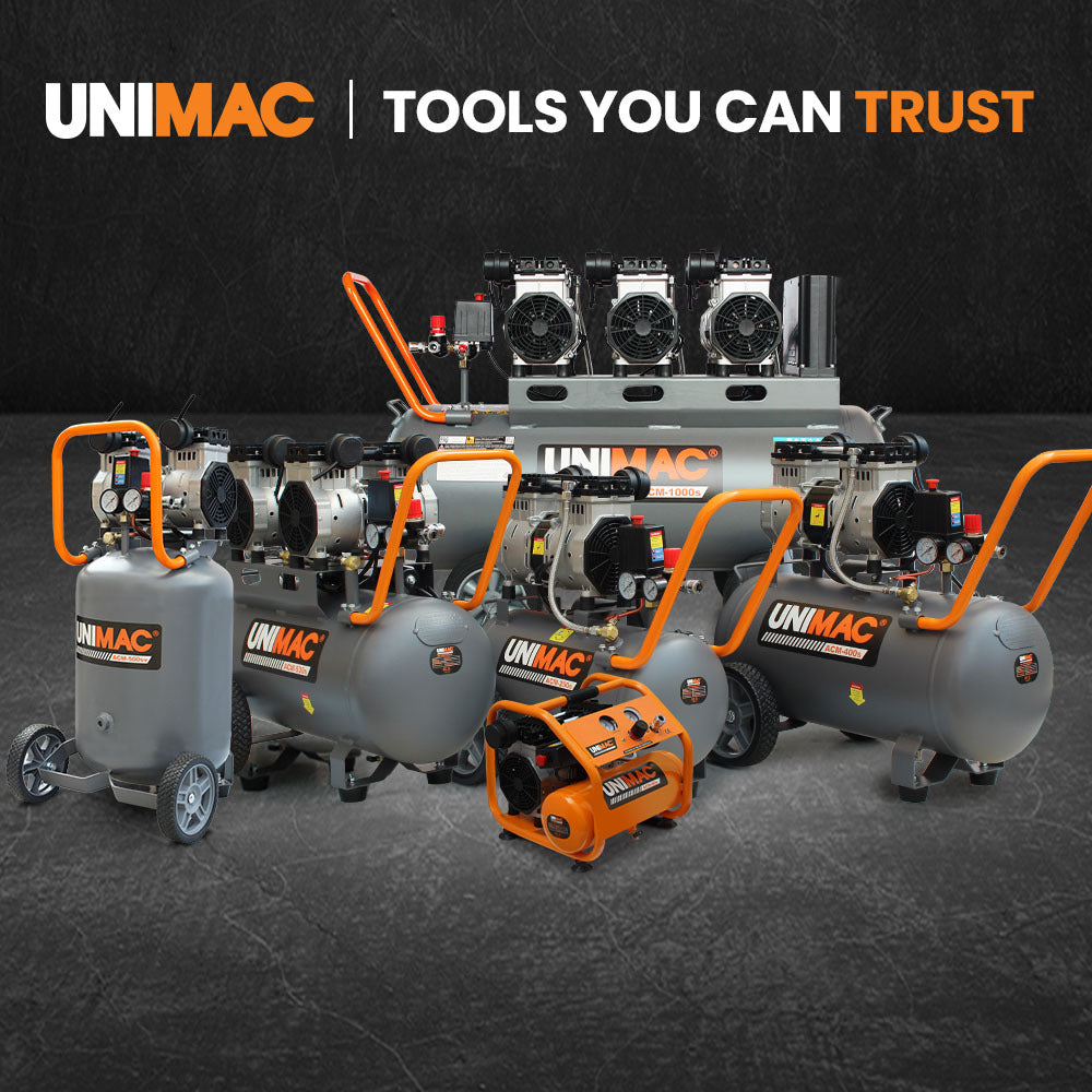 Unimac 1.5HP 6L Silent Oil-Free Portable Electric Air Compressor, for Airtools, Tyre Inflation