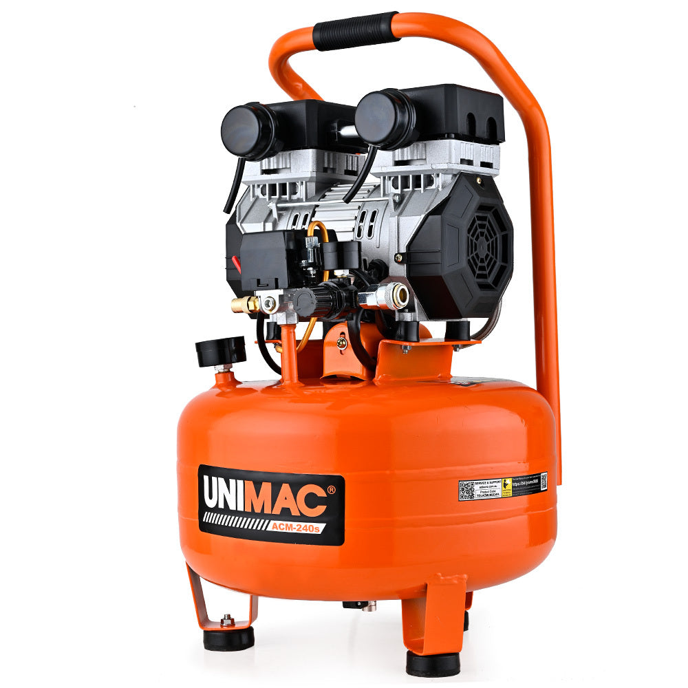 UNIMAC 24L Pancake Air Compressor, 116PSI Portable Silent Oil-Free Electric, for Airtools Tyre Inflation