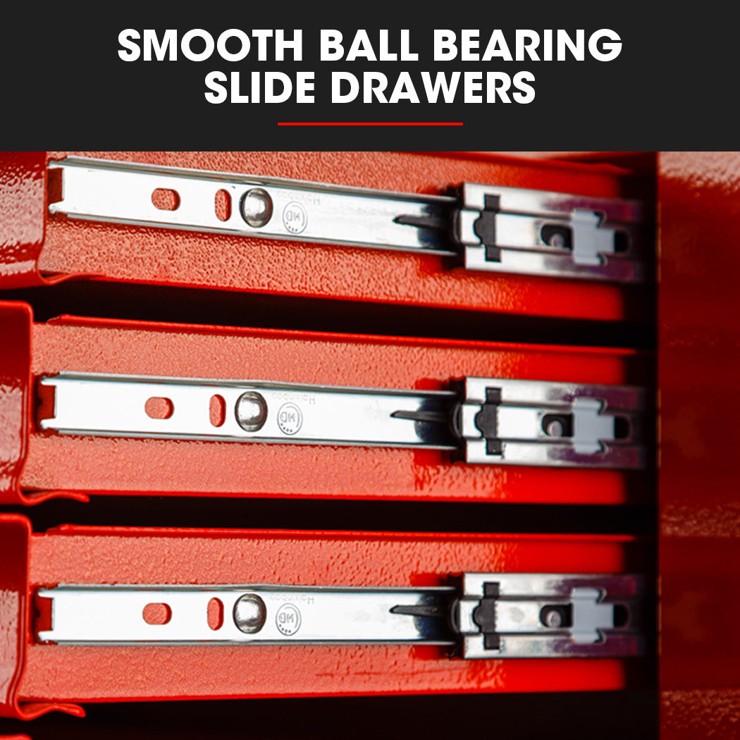 Bullet Pro 16 Drawer Tool Box Cabinet Chest Storage, Toolbox Garage Organiser Set, Red