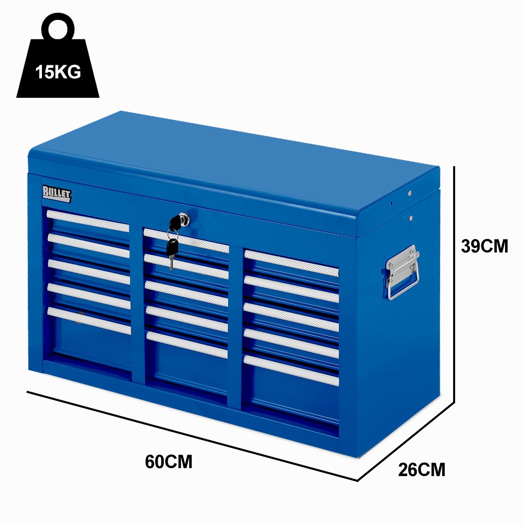 BULLET 9 Drawer Tool Box Chest, Organiser Mechanic Garage Storage Toolbox Set - Blue