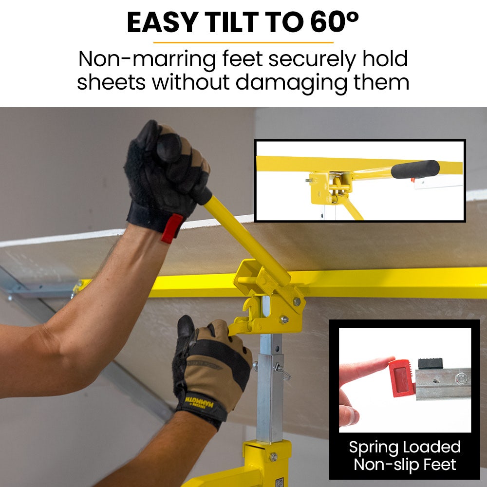 UNIMAC Drywall & Panel Lifter, 1200 x 3600 68kg Max Gyprock Sheet, Galvanised, No-mark Locking Castors