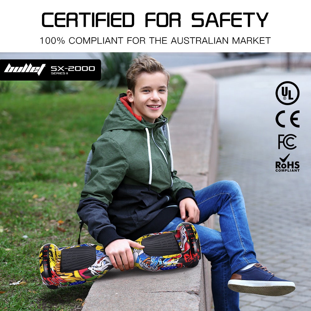 BULLET SX-2000 Hoverboard Scooter, 500W Brushless, Superior Self Balancing System, UL Certified, LED Lights, Hip Hop Design