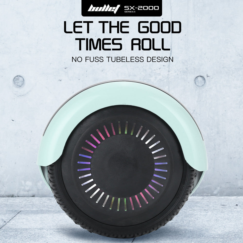 BULLET SX-2000 Hoverboard Scooter, 500W Brushless, Superior Self Balancing System, UL Certified, LED Lights, Mint Green