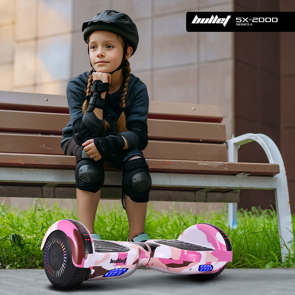 BULLET SX-2000 Hoverboard Scooter, 500W Brushless, Superior Self Balancing System, UL Certified, LED Lights, Pink Camo