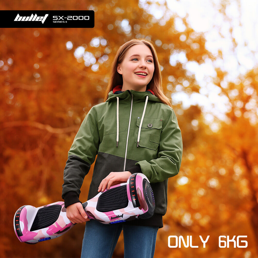 BULLET SX-2000 Hoverboard Scooter, 500W Brushless, Superior Self Balancing System, UL Certified, LED Lights, Pink Camo