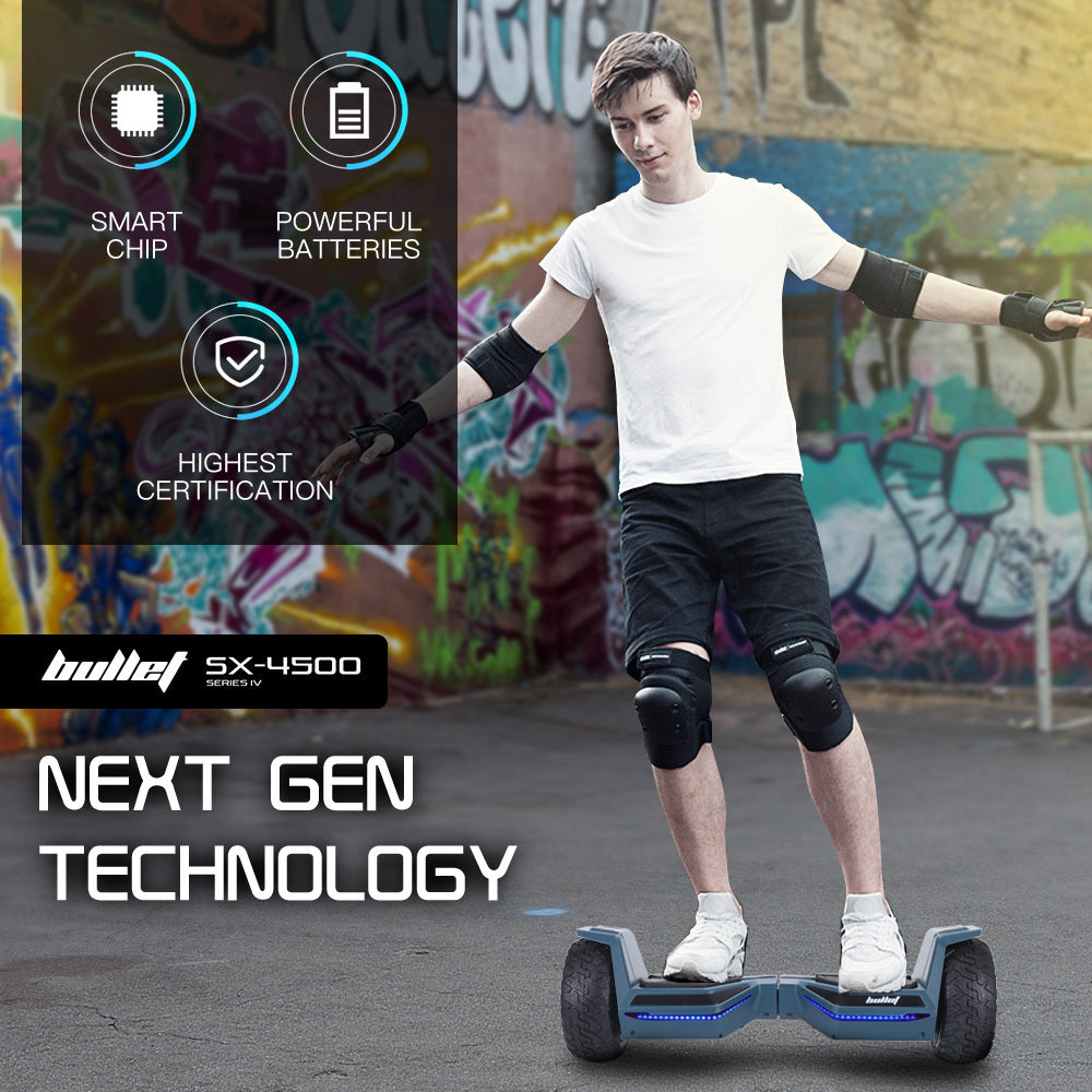 Bullet SX-4500 Hoverboard Scooter, 8.5" Wheels, 700W Brushless, Superior Self Balancing System, UL Certified, LED Lights, Carry Bag, Navy Blue