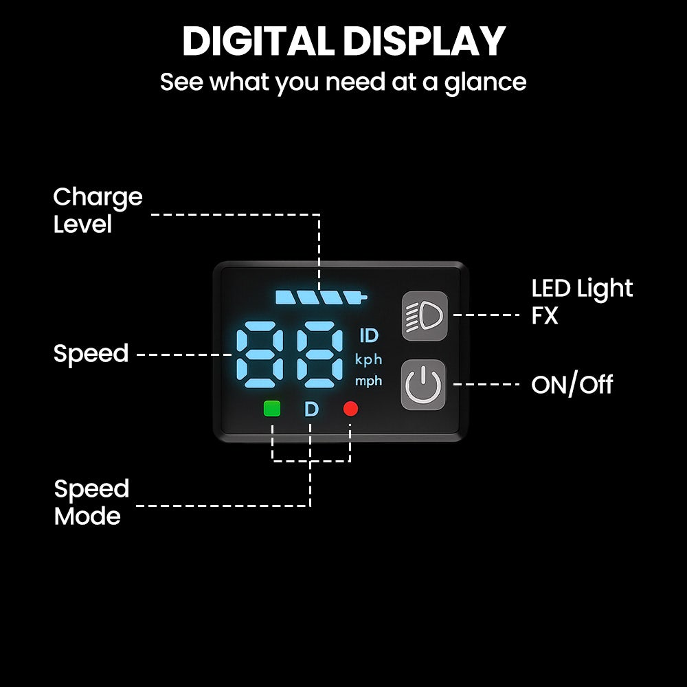 ALPHA Edge Electric Scooter, Kids & Teens, Adjustable Handlebars, 3 Speed Modes, Dual Foot E-Brake, Bluetooth Music, LED, Black