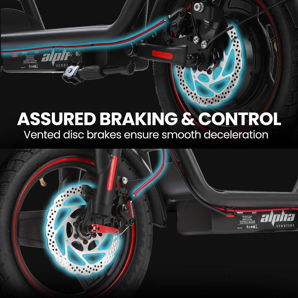 ALPHA Rover Electric Scooter with Seat, 500W 48V 25km/h 30km Range, 14-inch Tyres, Motorised Commuter eScooter for Adults, Black