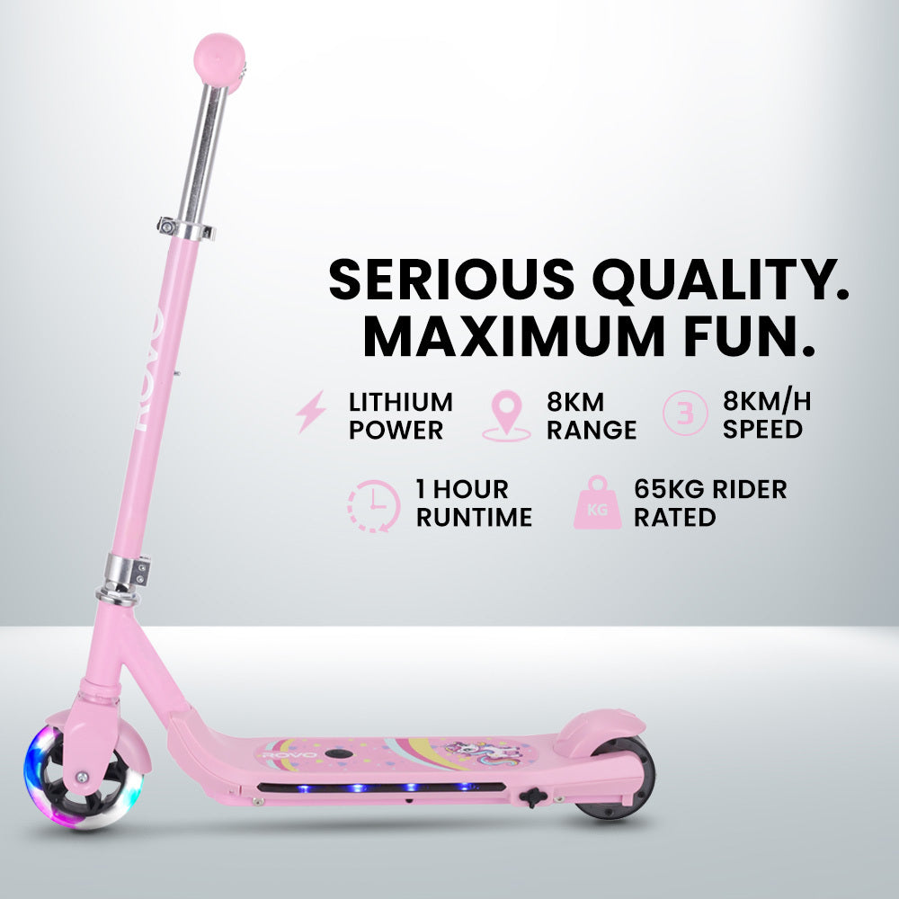 ROVO KIDS WhizKid Electric Scooter, Ages 5-11, Adjustable Height, Lithium Battery, Brushless Motor, Pink