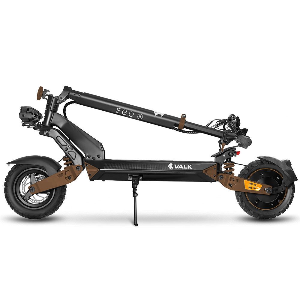 VALK Ego 8 Electric Scooter, 500W, AU Compliant, 48V 13Ah, 55km Max Range, eScooter for Adults, Foldable, Off Road, Black/Bronze