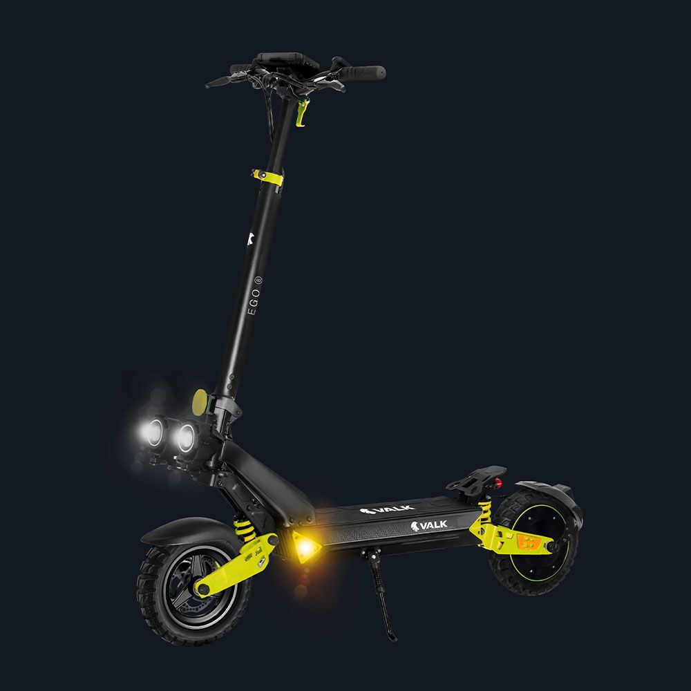 VALK Ego 8 Electric Scooter, 500W, AU Compliant, 48V 13Ah, 55km Max Range, eScooter for Adults, Foldable, Off Road, Black/Green