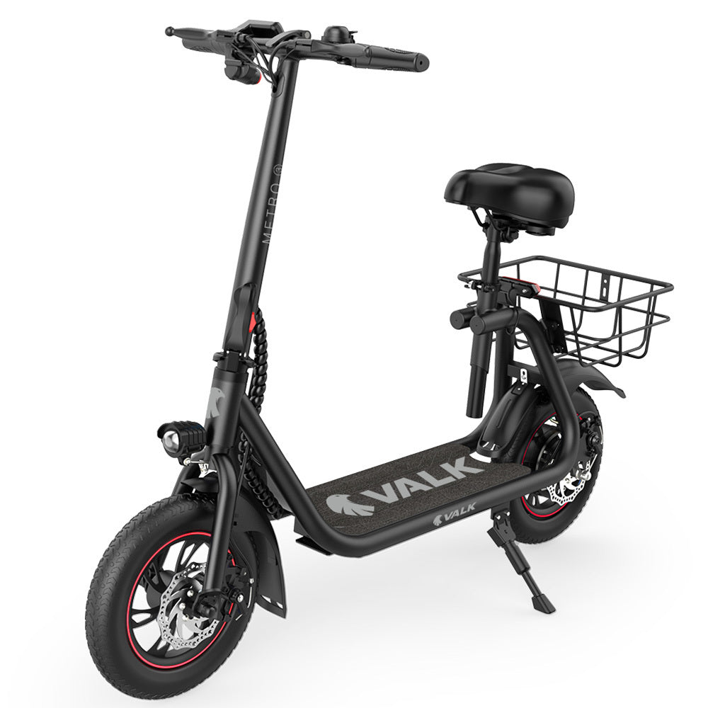 VALK Electric Scooter with Seat, Disc brakes, 12&quot; Tyres, Motorised eScooter for Adults Teens Commuter