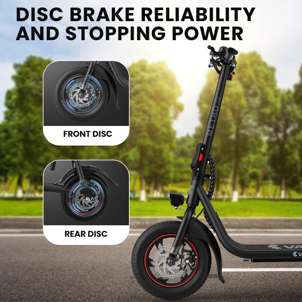 VALK Electric Scooter with Seat, Disc brakes, 12" Tyres, Motorised eScooter for Adults Teens Commuter