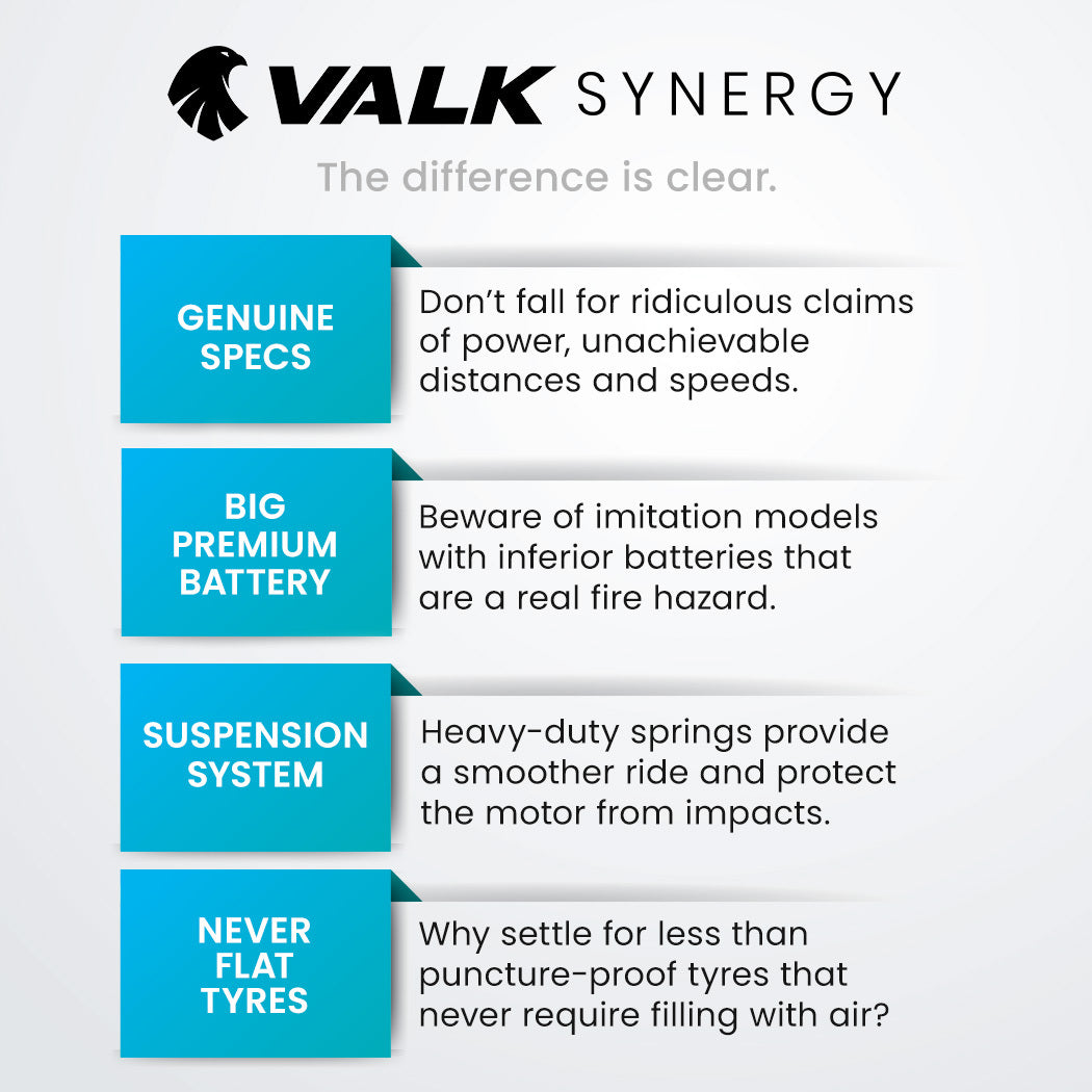 Valk Synergy 7 MkII Electric Scooter 500W 15Ah, Motorised eScooter for Adults, White