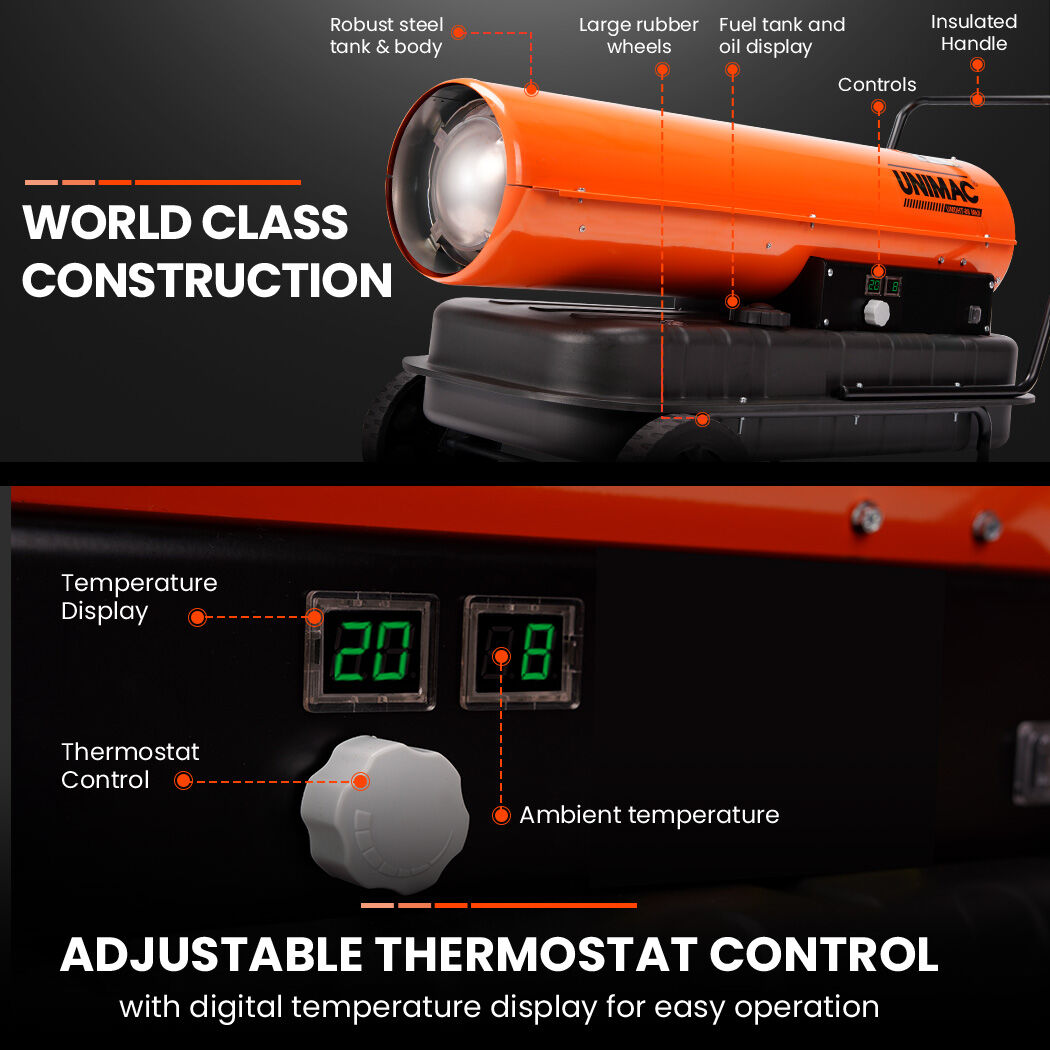 UNIMAC 50KW Portable Industrial Diesel Indirect Forced Air Space Heater