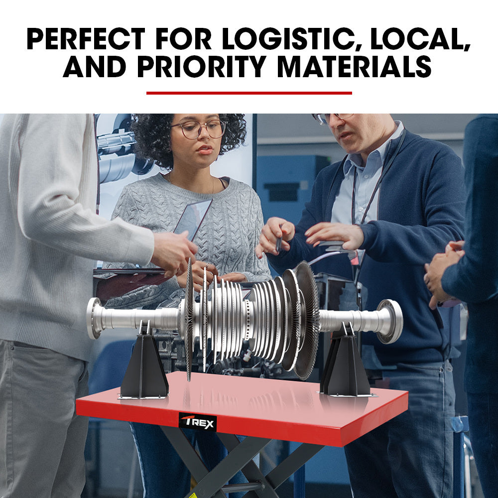 T-REX 300KG Hydraulic High Lift Double Scissor Trolley, 1.3M Max Platform Hgt, Heavy-Duty, for Material Handling