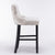 4x Velvet Upholstered Button Tufted Bar Stools with Wood Legs and Studs-Beige