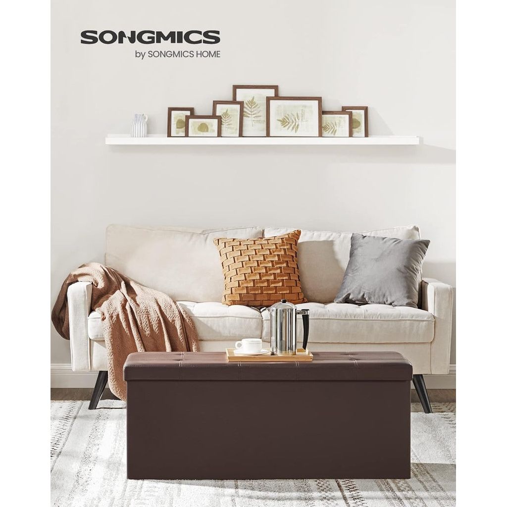 SONGMICS 110cm Folding Ottoman Bench Footrest Brown