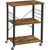 Vasagle Kitchen Serving Shelf Trolley on Wheels, 3 Shelves with 6 Hook Rustic Brown