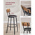 VASAGLE Set of 2 Bar Stools with Footrest PU Cover Vintage Brown Black