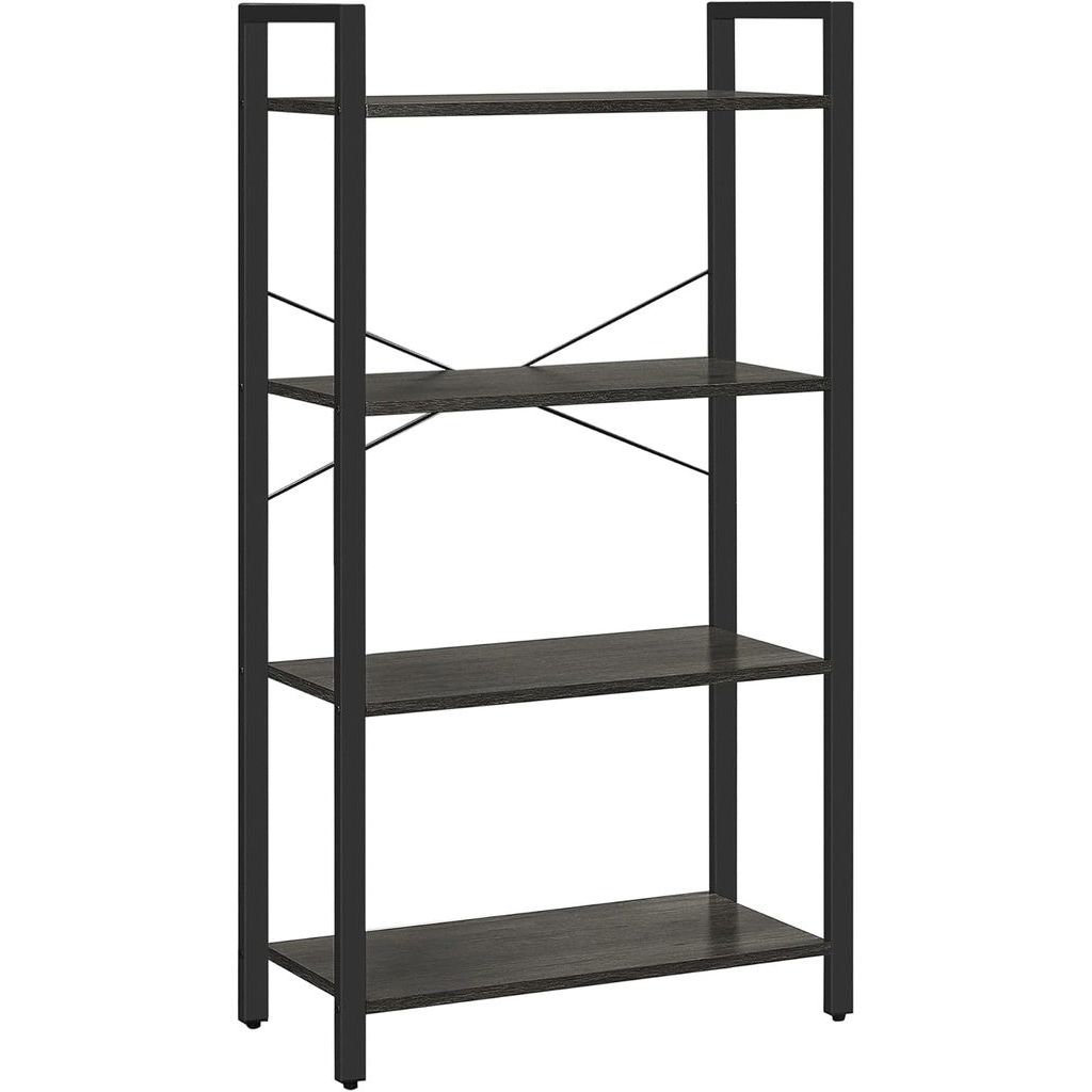 VASAGLE 4 Tier Bookshelf Industrial Style Charcoal Grey and Black