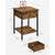 VASAGLE End Table with Drawer and Shelf Rustic Brown and Black