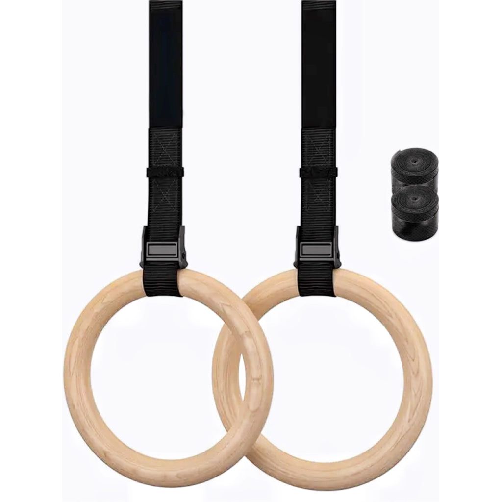 VERPEAK Wooden Gymnastic Rings 32mm for Gym Exercise Fitness Wooden