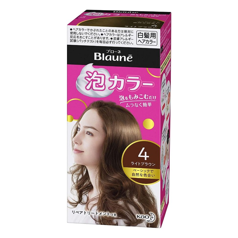 [6-PACK] Kao Japan Blaune White Hair With Foam Hair Dye Natural Series 108ml ( 7 Colors Available ) Light Brown